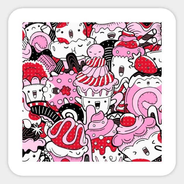 Abstract Cupcake Pattern Sticker by JaunzemsR